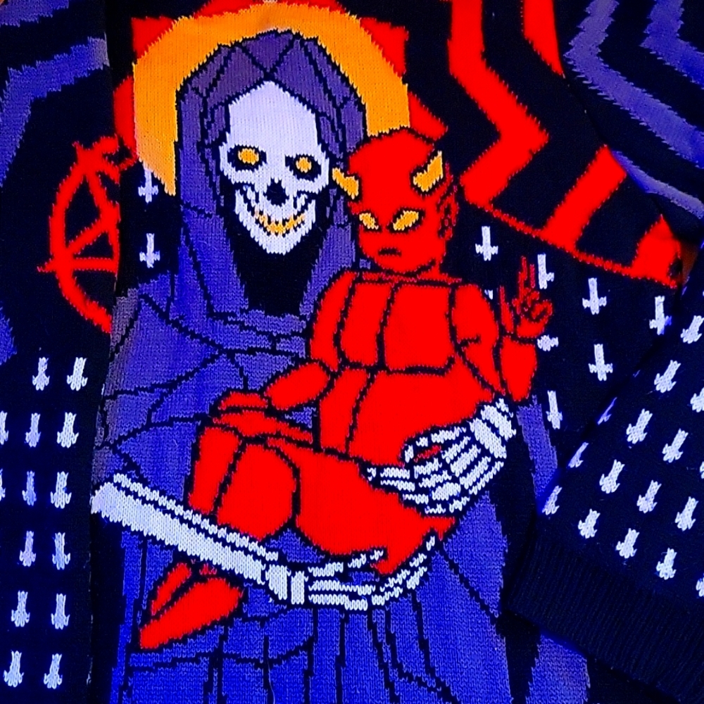 Like new Killstar Xmas sweater, size XL. Satanic holy Mary and baby demon Jesus.